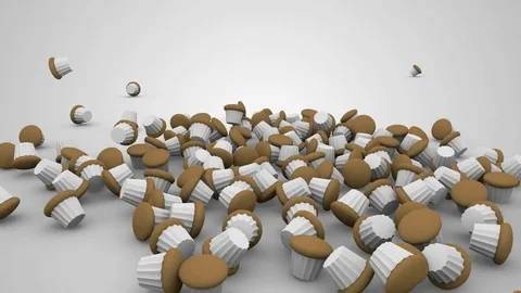 Muffins Fall to Floor with Sign Stock Footage 72314979