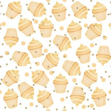 Muffins flat design pattern isolated on white background. Vector illustration Stock Illustration