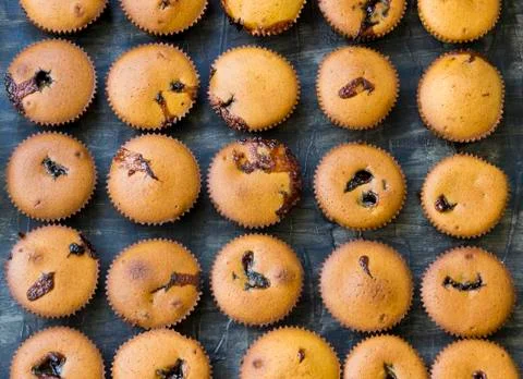 Muffins  with jam Stock Photos