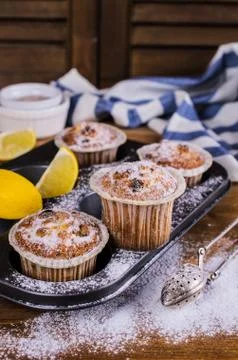 Muffins with raisins Stock Photos