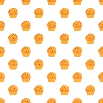 Muffins repeating in a delicious baking seamless pattern Stock Illustration