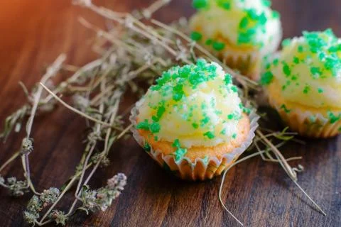 Muffins with thyme Stock Photos