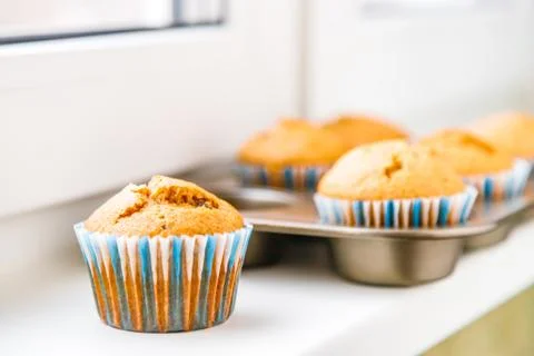 Muffins On The Windowsill Stock Photos