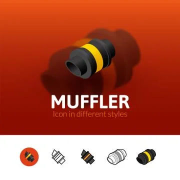 Muffler icon in different style Stock Illustration