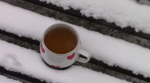 Mug alone on a bench Stock Footage 46742038