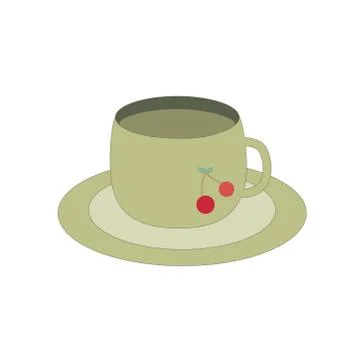 Mug and saucer for tea drinking on a white background. Stock Illustration