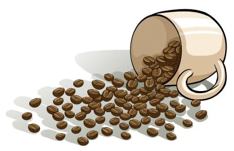 A mug and the spilled beans Stock Illustration