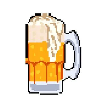 Mug beer cup pixel art vector illustration Stock Illustration