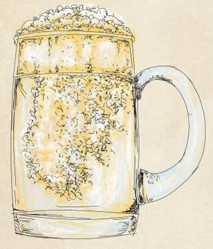 Mug of beer with foam Illustrazione stock