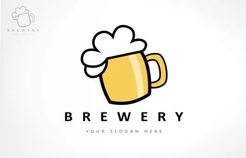 Mug of beer with foam logo vector. Drink design. Brewery symbol. Stock Illustration