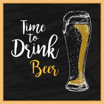 Mug with beer isolated on black background. Stock Illustration