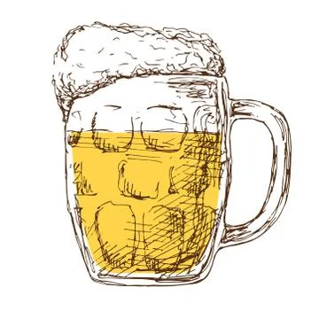 Mug with beer isolated on white background. Stock Illustration