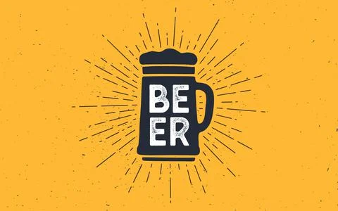 Mug Beer. Old school poster with text Beer Stock Illustration