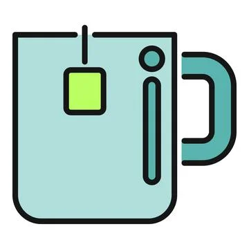 Mug with brewing tea bag flat icon design Stock Illustration