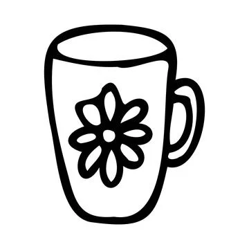 Mug with chamomile. Doodle style. Stock Illustration