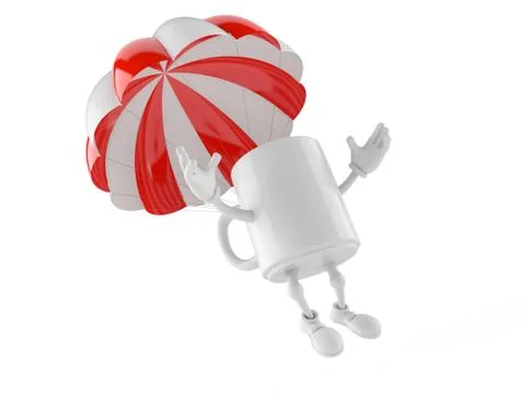 Mug character with parachute Stockillustratie