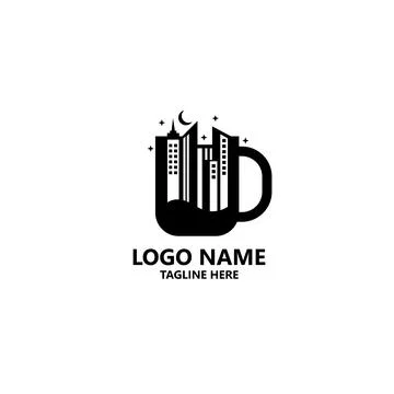 Mug city logo design vector Illustrazione stock