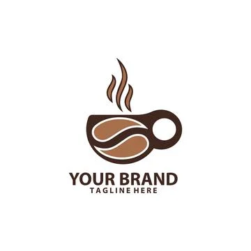 Mug coffee bean cafe logo design vector Stock Illustration