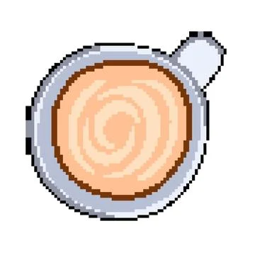 Mug coffee cup top pixel art vector illustration Stock Illustration