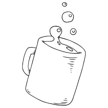Mug with coffee icon. Vector illustration of a mug with liquid. Hand drawn mu Stock Illustration