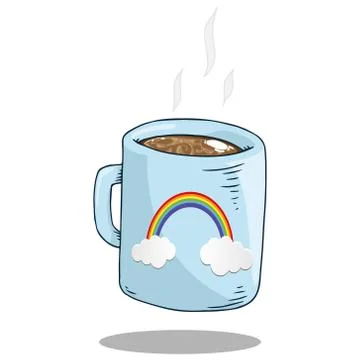 Mug with coffee icon. Vector illustration of a mug with cocoa cappuccino. Han Stock Illustration
