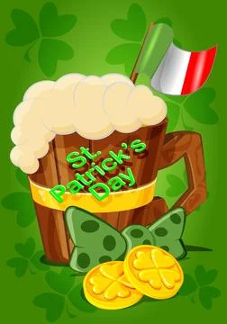 Mug of cute beer for st patricks day Stock Illustration