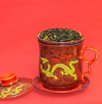 Mug with dragon Stock Photos