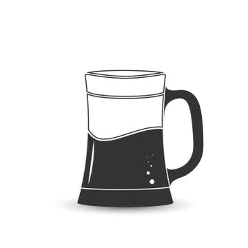 Mug with a drink, an empty outline isolated on a white background Stock Illustration