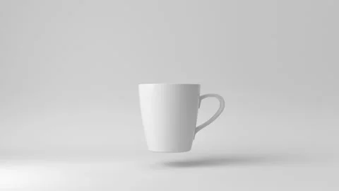 Mug floating in white background. minimal concept. 3D render. Stock Footage 168721453