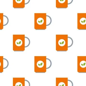 Mug of green tea pattern seamless Stock Illustration