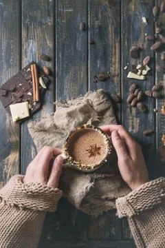 Mug of hot chocolate Stock Photos