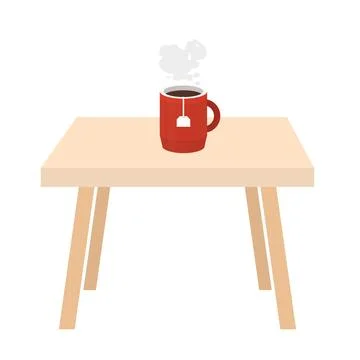 Mug with a hot drink. A cup of tea on the table Stock Illustration
