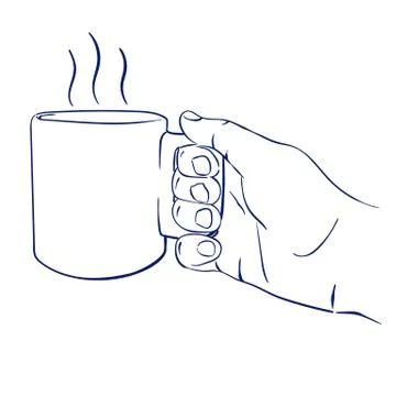 Mug with hot tea in hand Stock Illustration