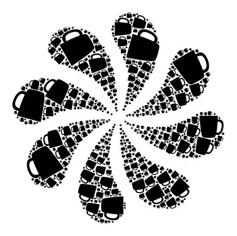 Mug Icon Rotation Flower Shape Stock Illustration