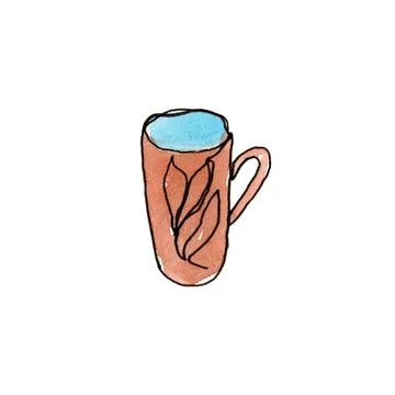 A mug isolated on a white background. Single line. Stock Illustration