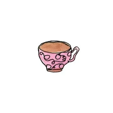 A mug isolated on a white background. Single line. Stock Illustration