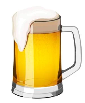 Mug of light beer with a foam head on a white background Stock Illustration