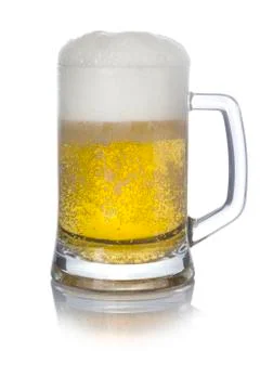 Mug of light beer on white background Stock Photos