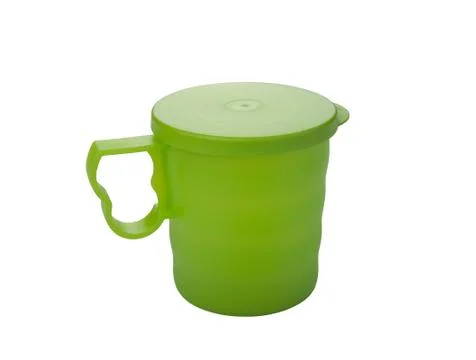 Mug made of plastic, with lid Stock Photos
