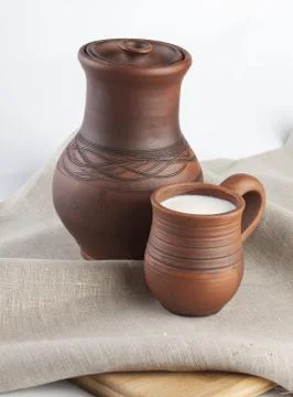 Mug with milk Stock Photos