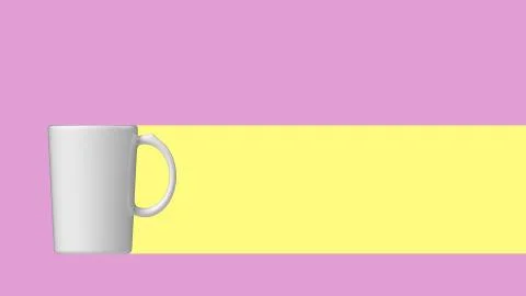 Mug mock up isolated on light yellow background. Cup 3D illustration render. Stock Illustration