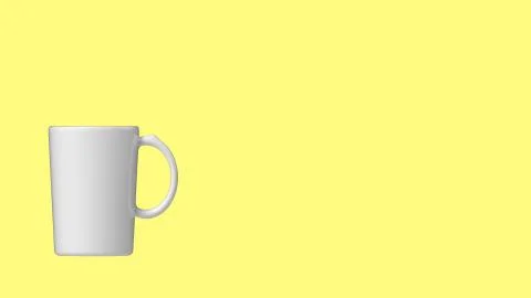 Mug mock up isolated on light yellow background. Cup 3D illustration render. Stock Illustration