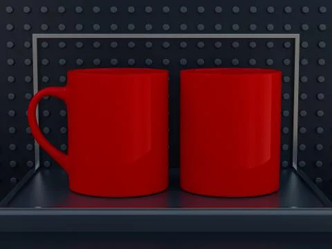 Mug Mockup standing on the dark surface. 3D Stock Illustration