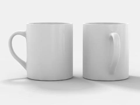 Mug Mockup standing on the surface. 3D Stock Illustration