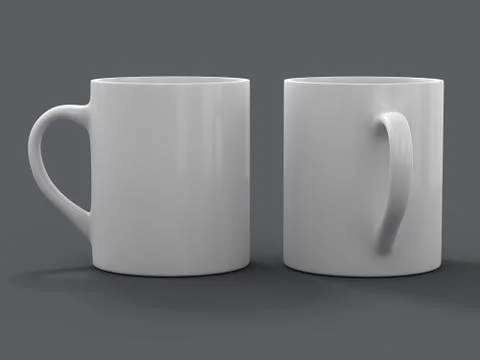 Mug Mockup standing on the surface. 3D Stock Illustration