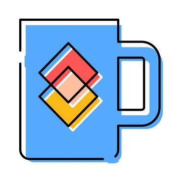 Mug with overlapping geometric shapes creating a logo 스톡 일러스트