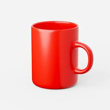 Mug in red on a plain background. 3d render. Stock Illustration
