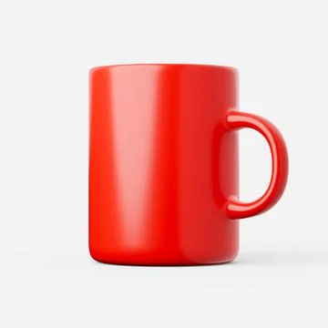Mug in red on a plain background. 3d render. Stock Illustration