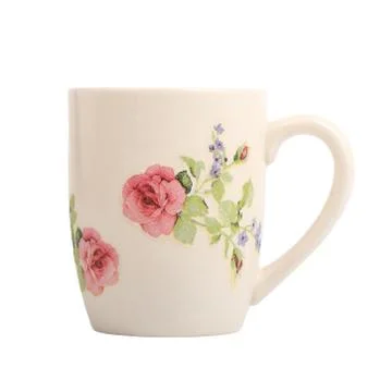 Mug with rose flower pattern isolated Stock Photos