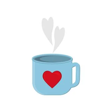 Mug with something and a heart Vector illustration isolated on gray backgroun Stock Illustration